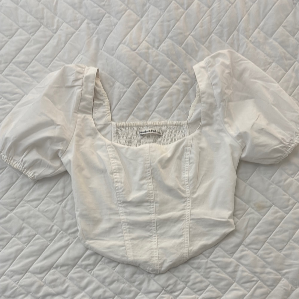 White Puff Sleeve Corset Top